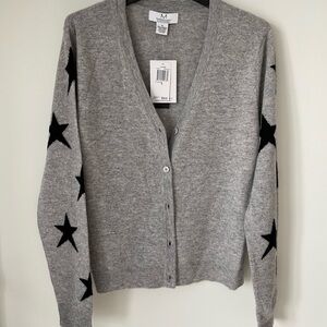 Magaschoni Gray and Black Star Cardigan Sweater